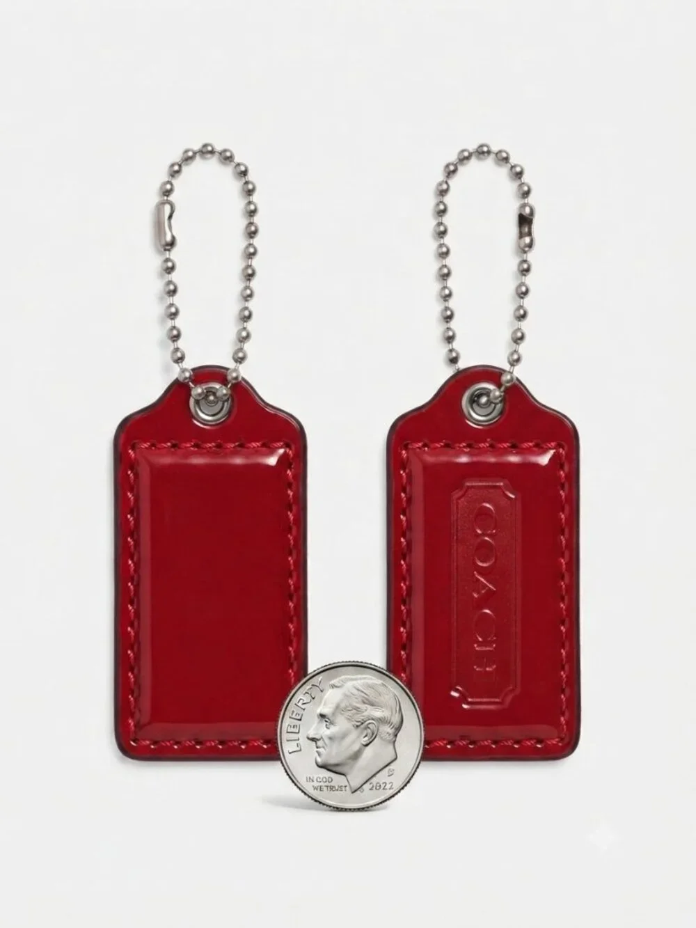 Coach Red Patent Leather Tag Key Charm